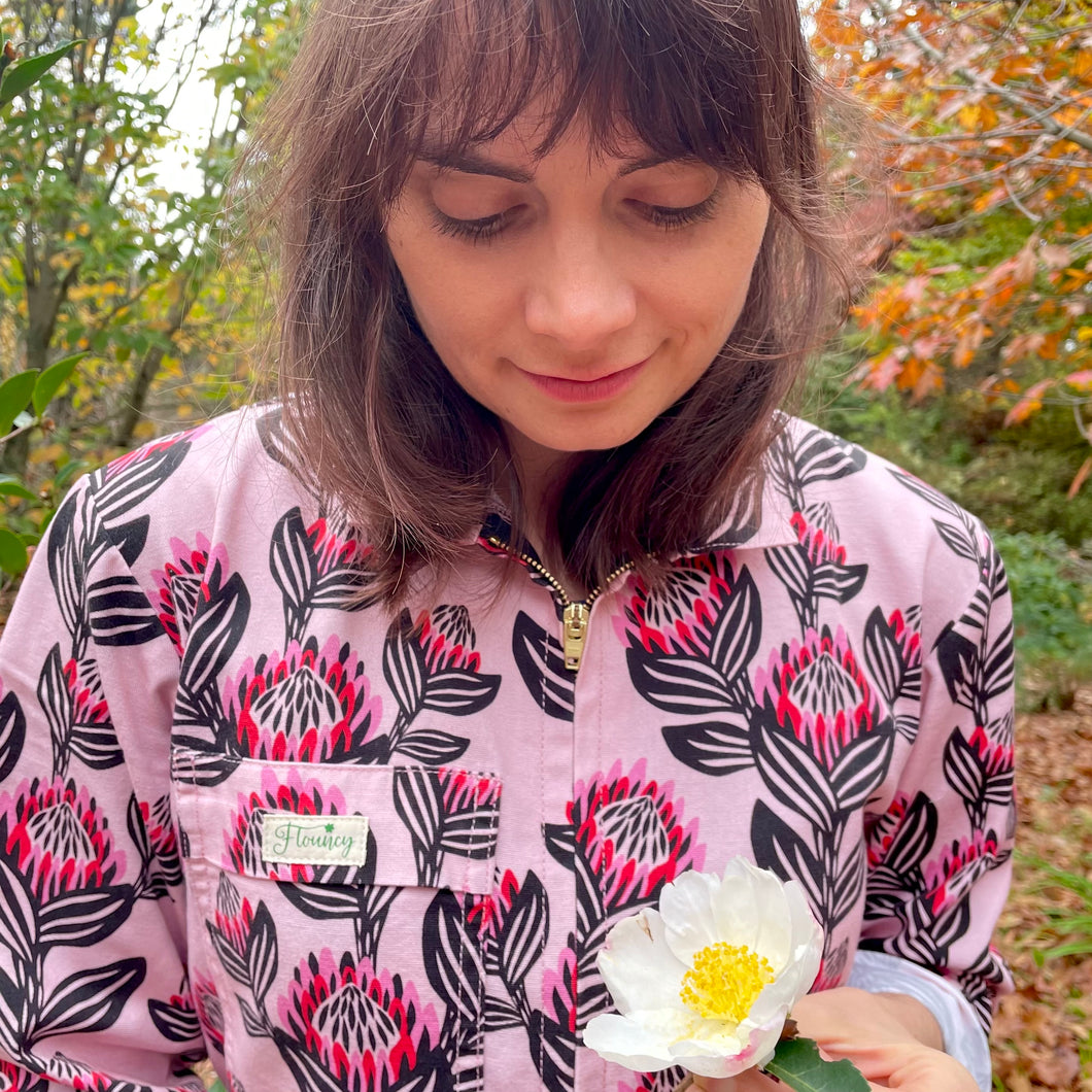 Pink Protea - Flouncy Overalls